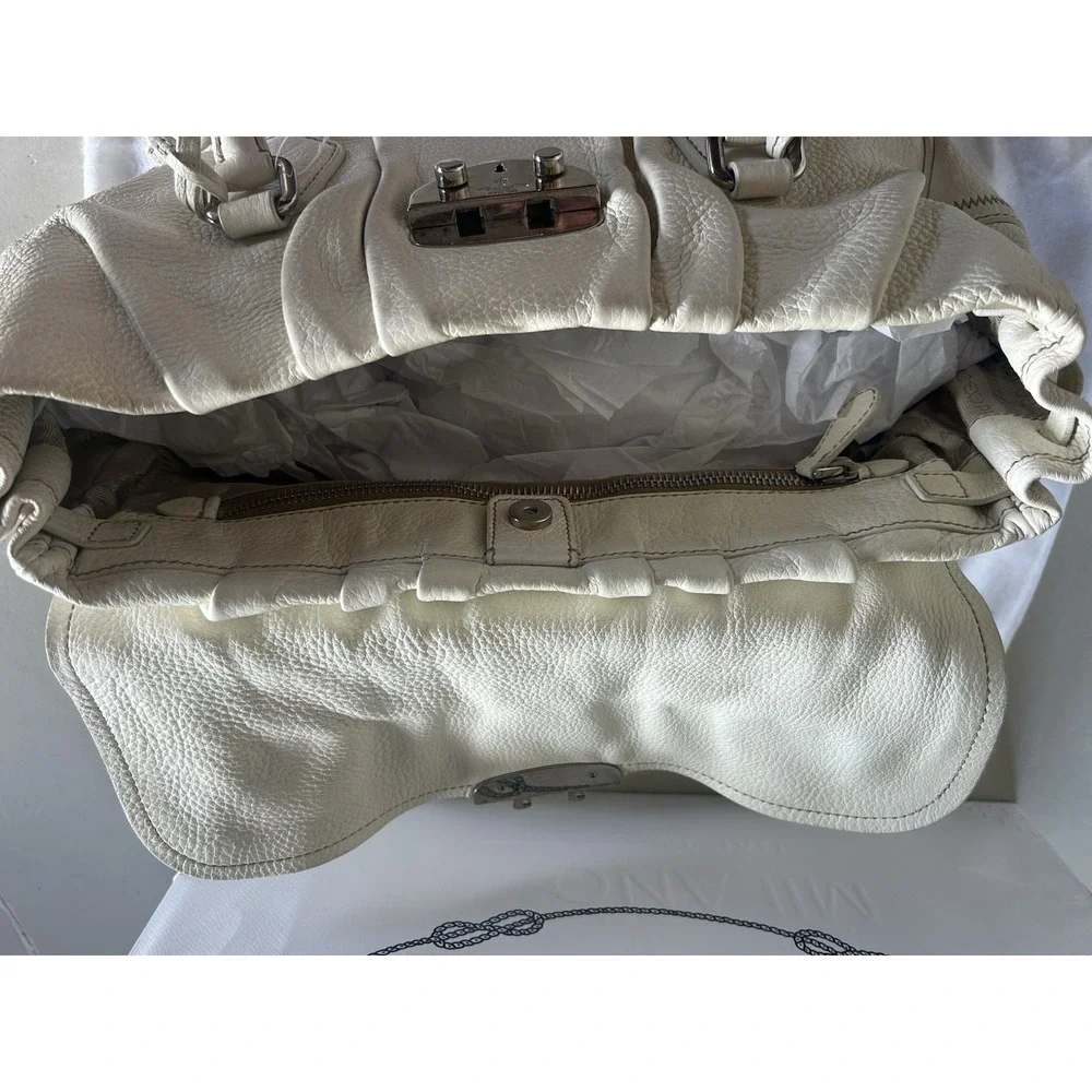 Prada  Leather Vitello Daino Push Lock Shoulder Bag Authentic - Picture 7 of 16